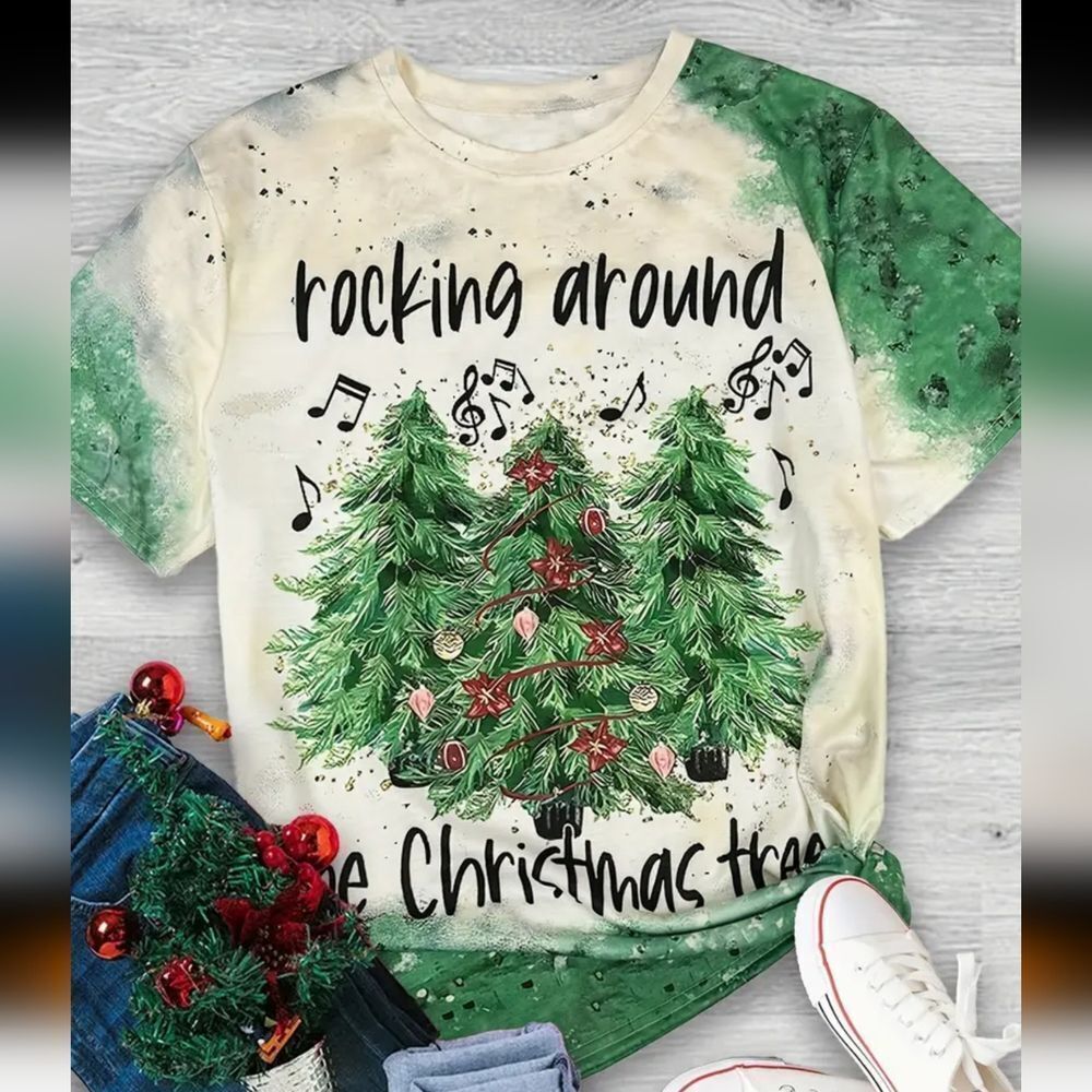 Oversized "Rocking Around the Christmas Tree" T-Shirt Sz 20